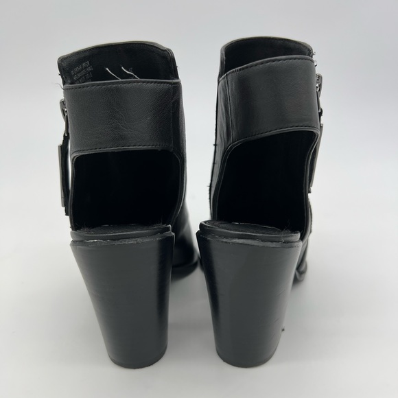 Giani Bini Black Leather Ankle Booties Heels Women’s Size 6 Cutout Zip Chic - Picture 12 of 16